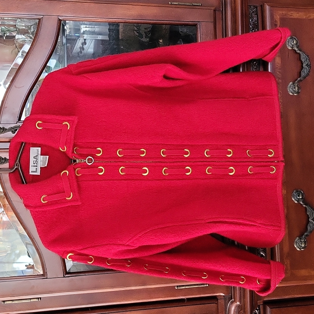 Women's sz L 100% boiled wool jacket.